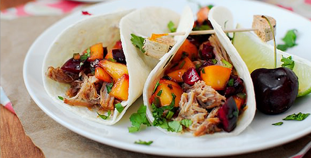 Intensely Delicious Smoky Pulled Pork Tacos With Cherry-Peach Salsa