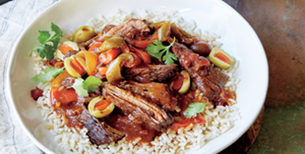 Delicous But Traditional Cuban Ropa Vieja Cooked in A Crock Pot