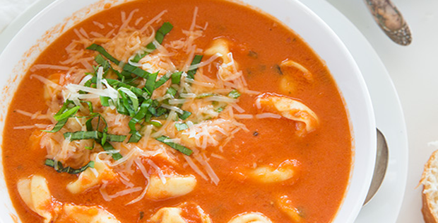 A Warm And Delicious Slow Cooker Creamy Tomato Basil Tortellini Soup