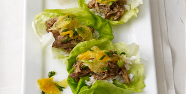 Slow Cooker Balsamic-Ginger Chicken Lettuce Cups