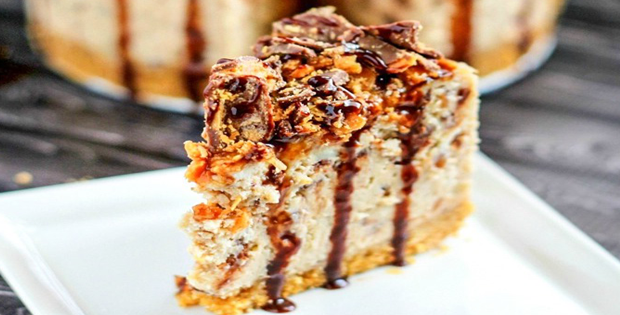 A Crazily Delicious Slow Cooker Butterfinger Cheesecake