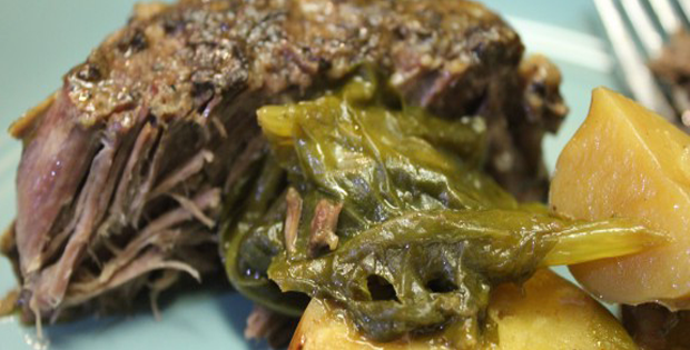 Slow Cooker Beef Pot Roast With Turnip Greens