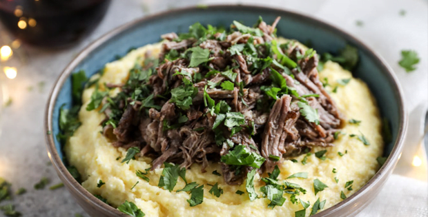 Slow Cooker Cabernet Beef Short Ribs With Mascarpone Polenta