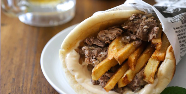 Slow Cooked Spiced Lamb Gyros With Frites and Mint Aioli