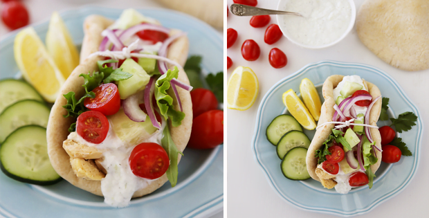 Greek Slow Cooker Chicken Gyros with Tzatziki Sauce