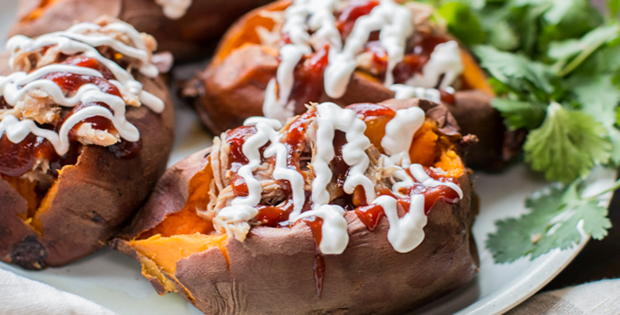 Slow Cooker Sweet Potatoes Stuffed With Pulled Pork