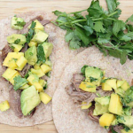 Slow Cooked Shredded Beef Tacos with Mango-Avocado Salsa