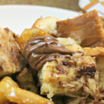 Slow Cooker Nutella French Toast Casserole with Caramelized Bananas