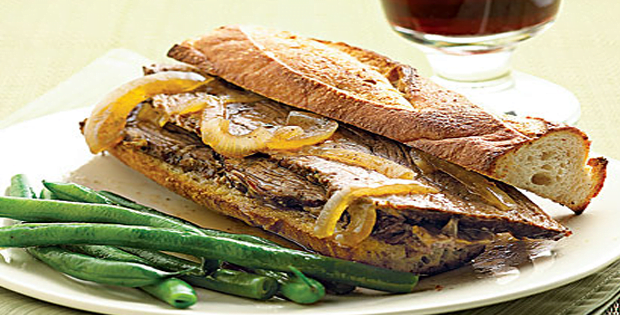 Slow Cooker Roast Beef French Dip Sandwiches