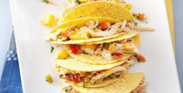 Slow Cooker Mango-Pineapple Chicken Tacos