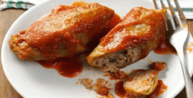 Slow Cooker Beef And Rice Stuffed Cabbage Rolls